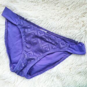 ✨3/$12 O'rageous Purple Boho Crochet Bikini Bottoms size Large